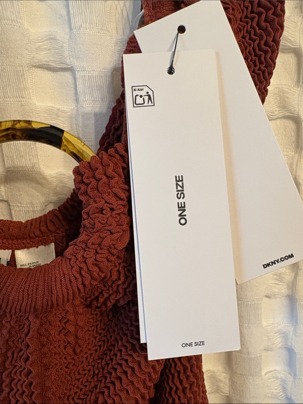 DKNY Rust Textured One-Piece with Gold Ring Detail - Picture 4 of 4